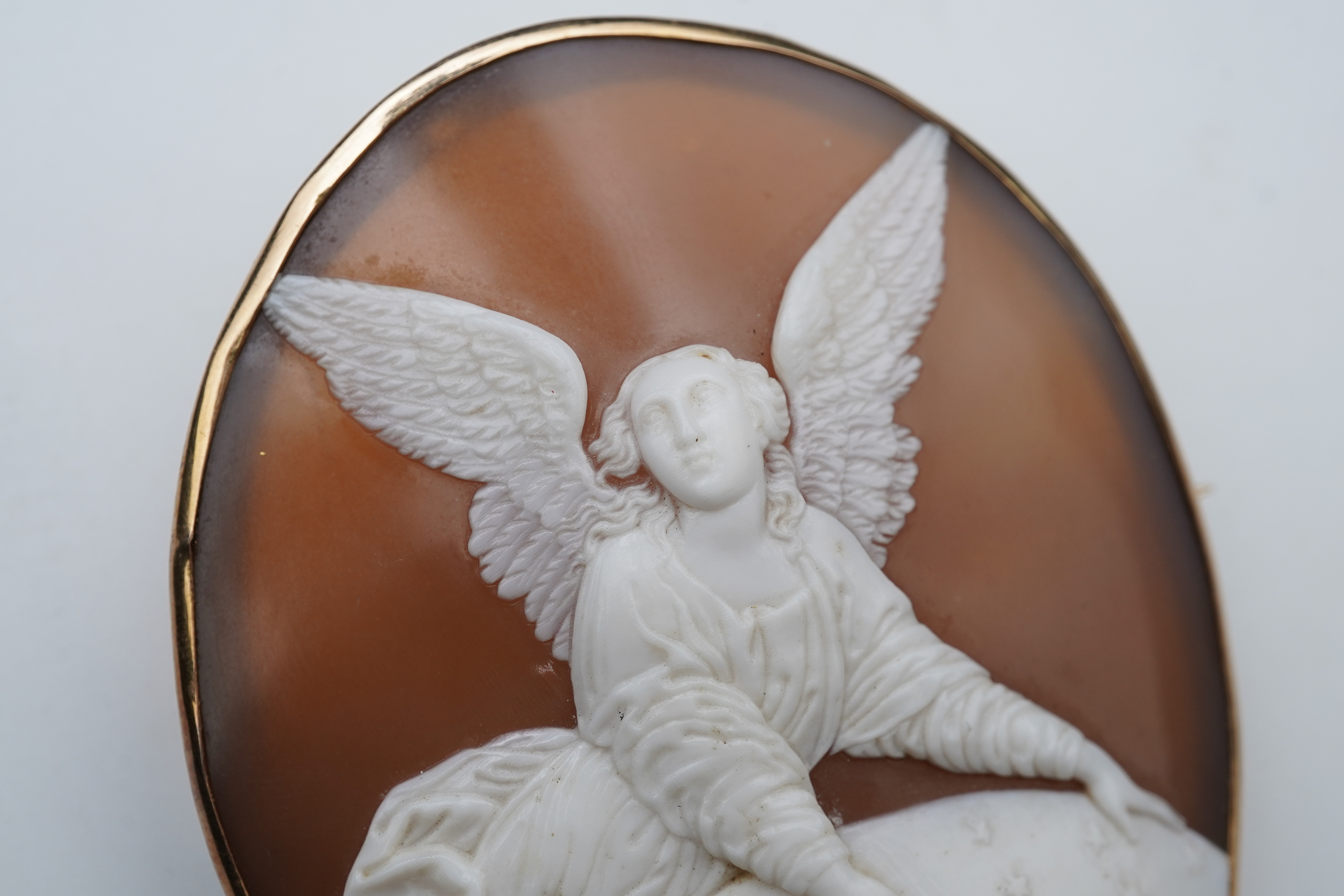 An unusual shell cameo brooch, late 19th century